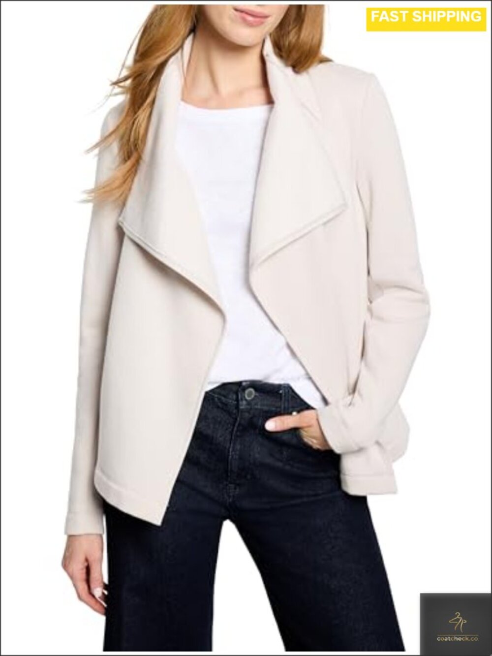 Knit Open Front Moto Jacket Long Sleeve Blazer Casual